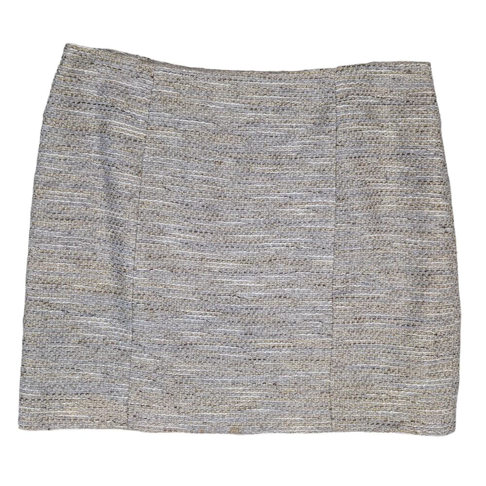 Theory Tweed Metallic Mini Skirt Tan and Gold Size 4